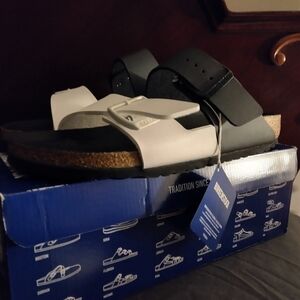 Birkenstock Arizona Split Black and White Sandals Size 41 ,Brand New!
